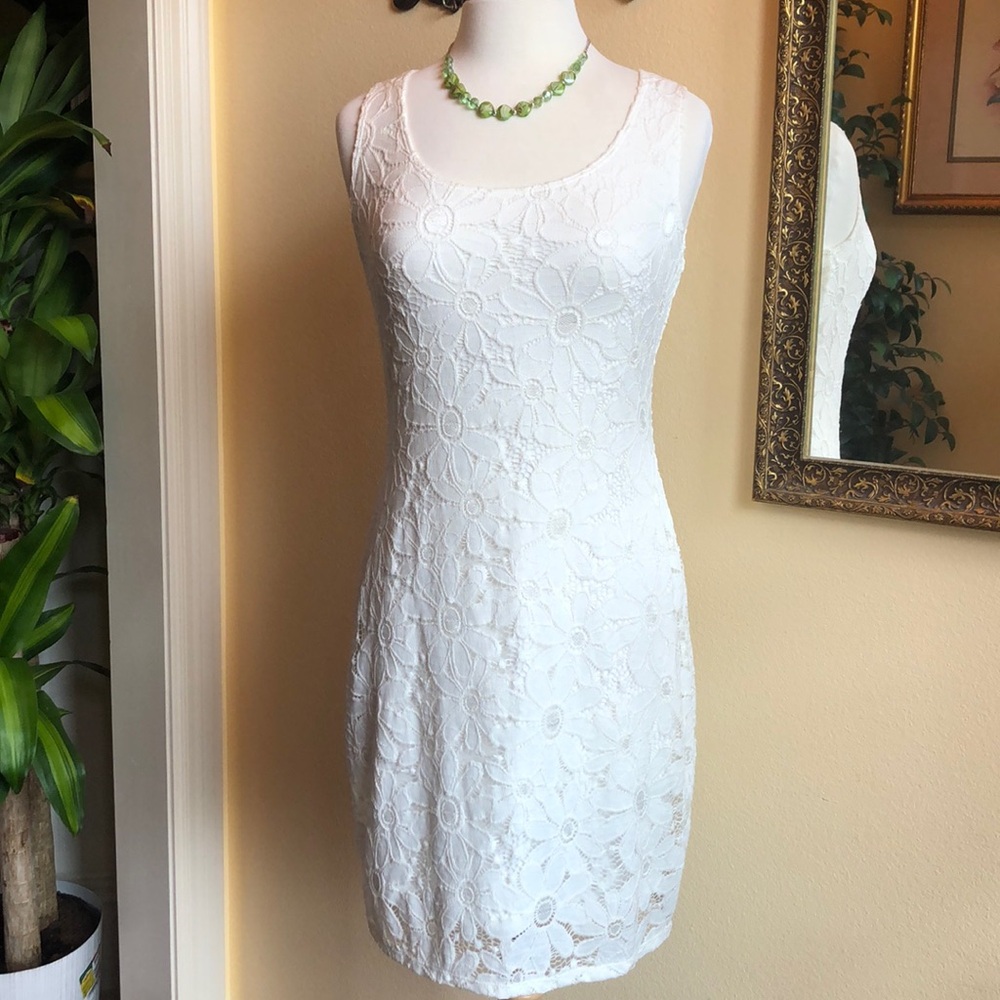 Tiana B. Cream Lace Layered Lined Summer Dress